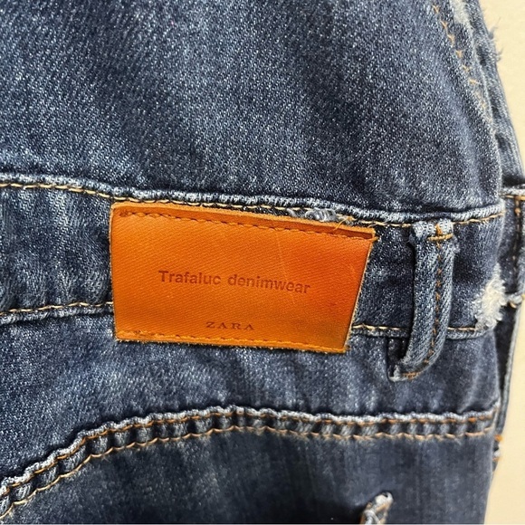 ZARA Trafaluc Denimwear Distressed Straight Leg Overalls Size US Small - Picture 11 of 14